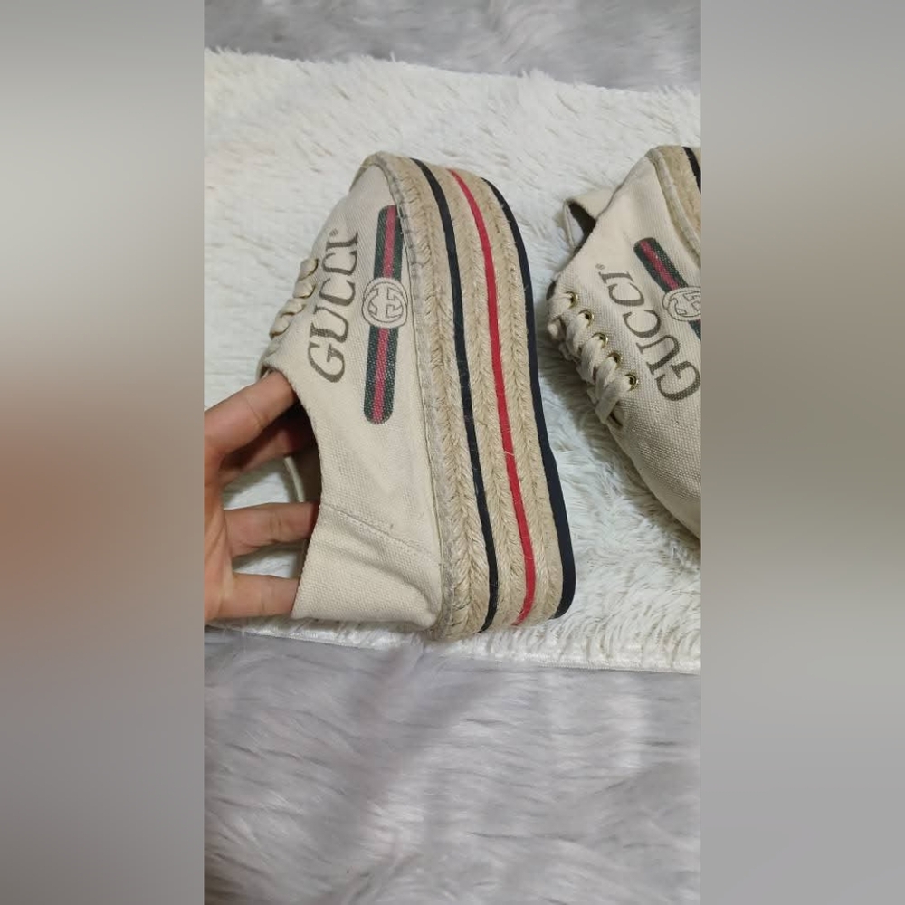 Gucci Web Accent Canvas Espadrille Sneakers size 38 - Picture 7 of 14